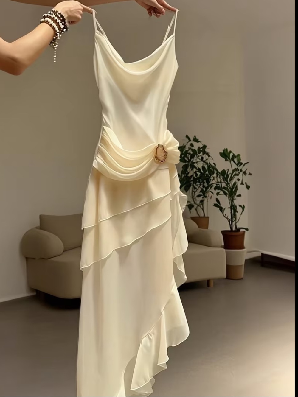 Long Chiffon Prom Dress Evening Dress Party Dress Women'S Dress Adjustable Spagh